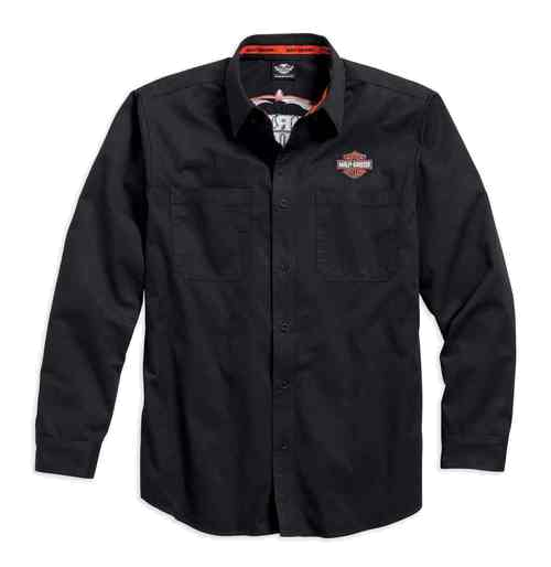 HARLEY-DAVIDSON®MEN'S PINSTRIPE FLAMES WOVEN SHIRT 99048 ...