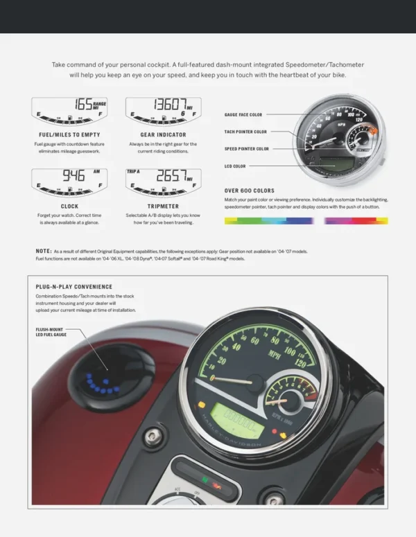 Black Dial Analog Speedometer/Tachometer 74777-11C - Afbeelding 2