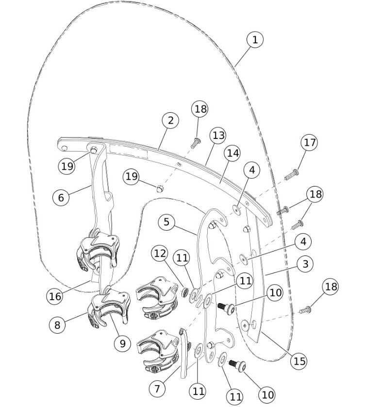 BRACKET,LH/TOOL-LESS W'SHLD 57723-04