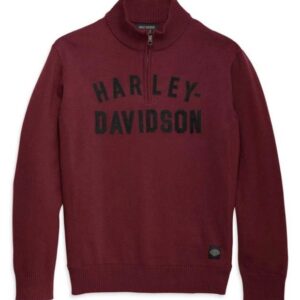 96312-23VM/000S GENUINE HARLEY DAVIDSON MEN'S XLARGE RED SWEATER 1/4-Zip